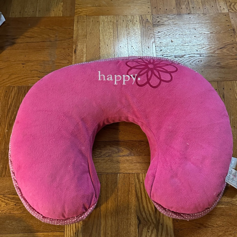 Boppy Pink U-Shaped Pillow with Flower Design